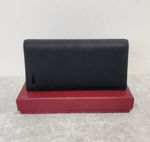NWT Goldlion Mens Black Soft Lambskin Leather Long Bi-Fold Wallet